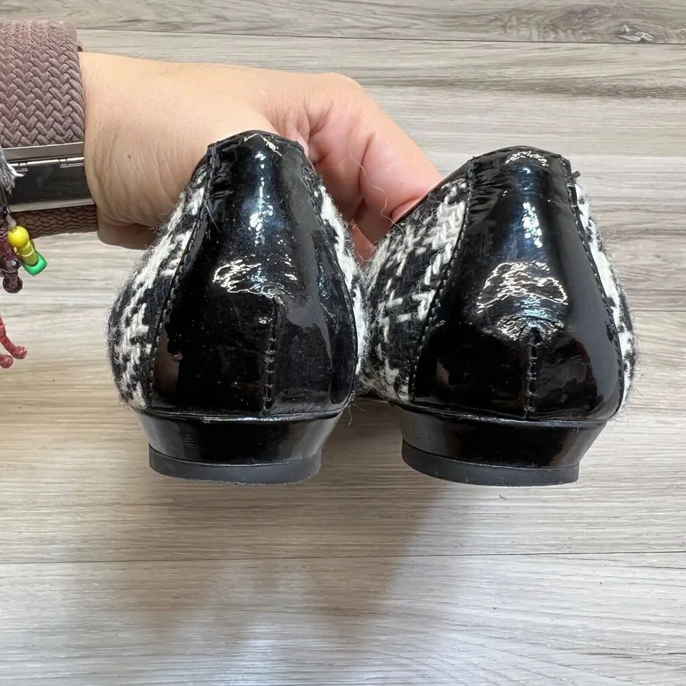 MASSIMO‎ BALDI ITALY 6.5 B WOMEN'S BLACK & WHITE SLIP-ON BALLET FLATS SHOES